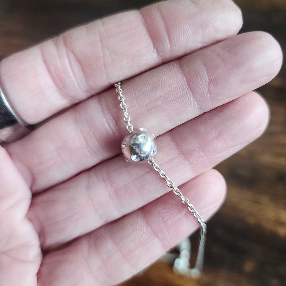 Coach Silver Ball with Crystals Necklace